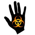 Biohazard Symbol on Hand Gold Black Royalty Free Stock Photo