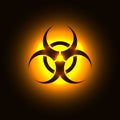 Biohazard symbol on orange glowing background