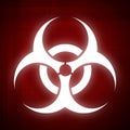 Biohazard symbol on red background