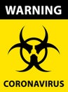 Biohazard symbol on yellow background with the words \