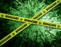 Biohazard tape on grunge background Royalty Free Stock Photo