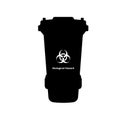 Biohazard Trash Bin Silhouette. Black and White Icon Design Elements on Isolated White Background