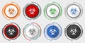 Biohazard vector icon set, modern design flat graphic in 8 options for web design and mobile applications