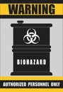 Biohazard - vector poster with square label. Toxic barrel icon.