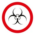 Biohazard vector round sign, on white background