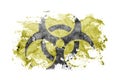 Biohazard, Virus, Covid flag background painted on white paper with watercolor