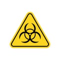 Biohazard warn symbol on yellow sign. Isolated chemical hazard icon. Biological danger warn. Radiation caution zone. Vector EPS 10 Royalty Free Stock Photo