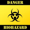 Biohazard warning icon. Yellow background. Vector illustration. Royalty Free Stock Photo