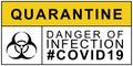Biohazard warning Quarantine danger of infection COVID19. Biohazard caution signs. No entry. Disease prevention, control