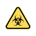 Biohazard warning sign in a yellow triangle. Pandemic panic.