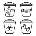 Biohazard waste disposal. Bin, with the symbol of infectious waste. Garbage sorting vector icon. Trash can with Biohazard medical Royalty Free Stock Photo