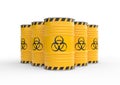 Biohazard waste yellow barrels with biohazard symbol, isolated on white background Royalty Free Stock Photo