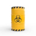 Biohazard waste yellow barrels with biohazard symbol, isolated on white background Royalty Free Stock Photo