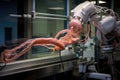 biohybrid robot arm manipulating lab equipment Royalty Free Stock Photo