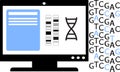 Bioinformatics concept illustrated by data analysis of biological and genomic data