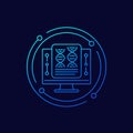 bioinformatics icon with dna, linear design