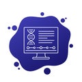 bioinformatics line icon with a dna, vector
