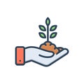 Color illustration icon for Biol, plant and grow