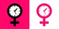 Biological clock - symbol of woman and female gender and sex symbol, sign and pictogram with clocks.