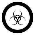 Biological danger icon black color in circle