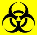 Biological hazard icon, biohazard symbol isolated on a yellow background.