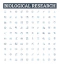 Biological research vector line icons set. Biology, Research, Biochemistry, Genetic, Microbiology, Organism, Cell