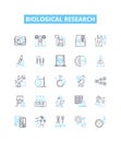 Biological research vector line icons set. Biology, Research, Biochemistry, Genetic, Microbiology, Organism, Cell