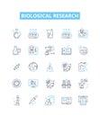 Biological research vector line icons set. Biology, Research, Biochemistry, Genetic, Microbiology, Organism, Cell