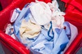 Biological risk waste disposed of in the red trash bag at a operating room