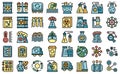 Biological station icons set vector flat