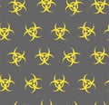 Biohazard, seamless pattern, gray, flat.