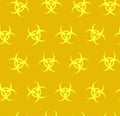 Biohazard, seamless pattern, yellow, flat.