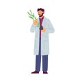 Biologist expert or plants breeder character, flat vector illustration isolated.