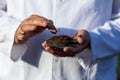 Biologist holding petri dish with soil sample Royalty Free Stock Photo