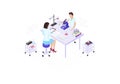 Biologists isometric color vector illustration