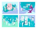 Biologists in laboratory, people medical research, doctor lab equipment, vector illustration