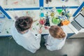 Biologists working in lab with tubes