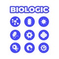 Bacteria, superbug, virus, microorganisms icons set Royalty Free Stock Photo