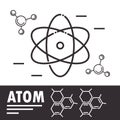 Biology atom molecule science line icon style