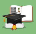 Biology book certificate graduation hat