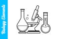 Biology Elements with editable outline. Royalty Free Stock Photo