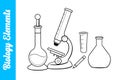 Biology Elements with editable outline. Royalty Free Stock Photo
