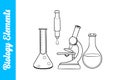 Biology Elements with editable outline. Royalty Free Stock Photo