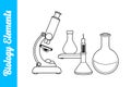 Biology Elements with editable outline. Royalty Free Stock Photo