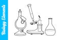 Biology Elements with editable outline. Royalty Free Stock Photo