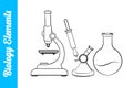 Biology Elements with editable outline. Royalty Free Stock Photo