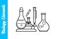 Biology Elements with editable outline. Royalty Free Stock Photo