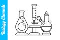 Biology Elements with editable outline. Royalty Free Stock Photo