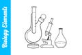 Biology Elements with editable outline. Royalty Free Stock Photo