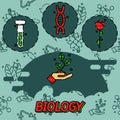 Biology flat concept icons Royalty Free Stock Photo